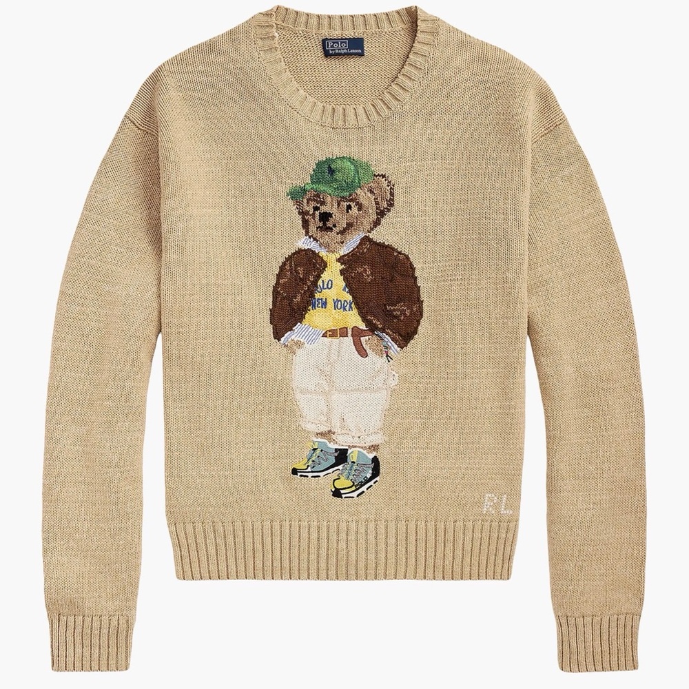 Ralph Lauren Beige Bear Crewneck Sweater